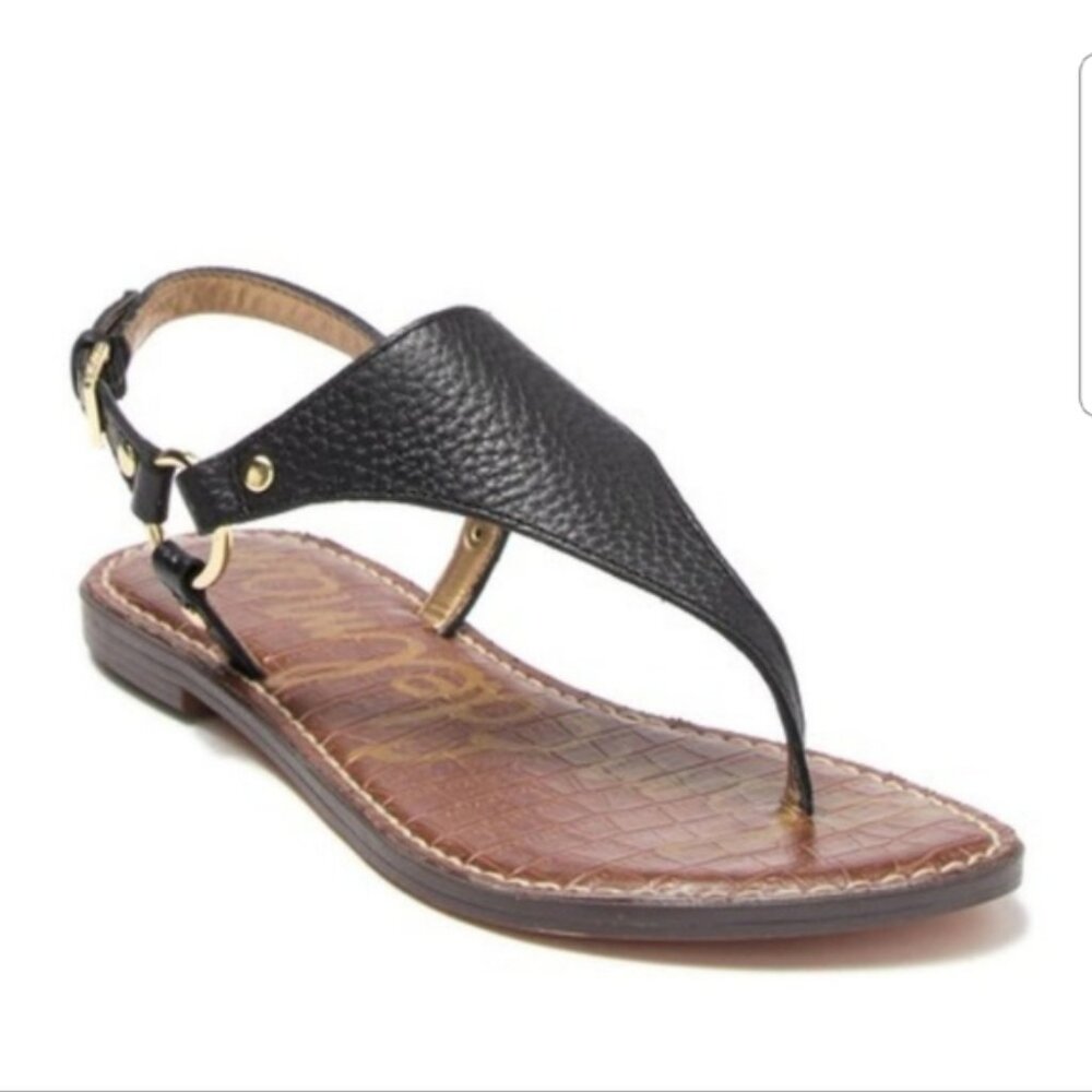Sam Edelman Sandal Greta Black Leather Thong Women's Size 7
